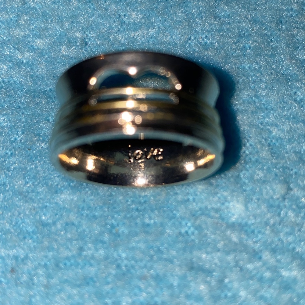 LOVE heart cut out wide band boho style wrap ring silver gold color size 9 - Picture 5 of 12